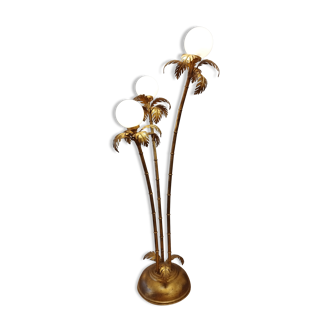 3-globe gilded metal floor lamp