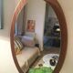 Mirror Scandinavian teak oval 36x57cm