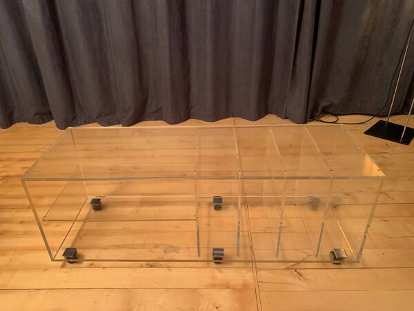 Lucite mobile table, audio, 1970s