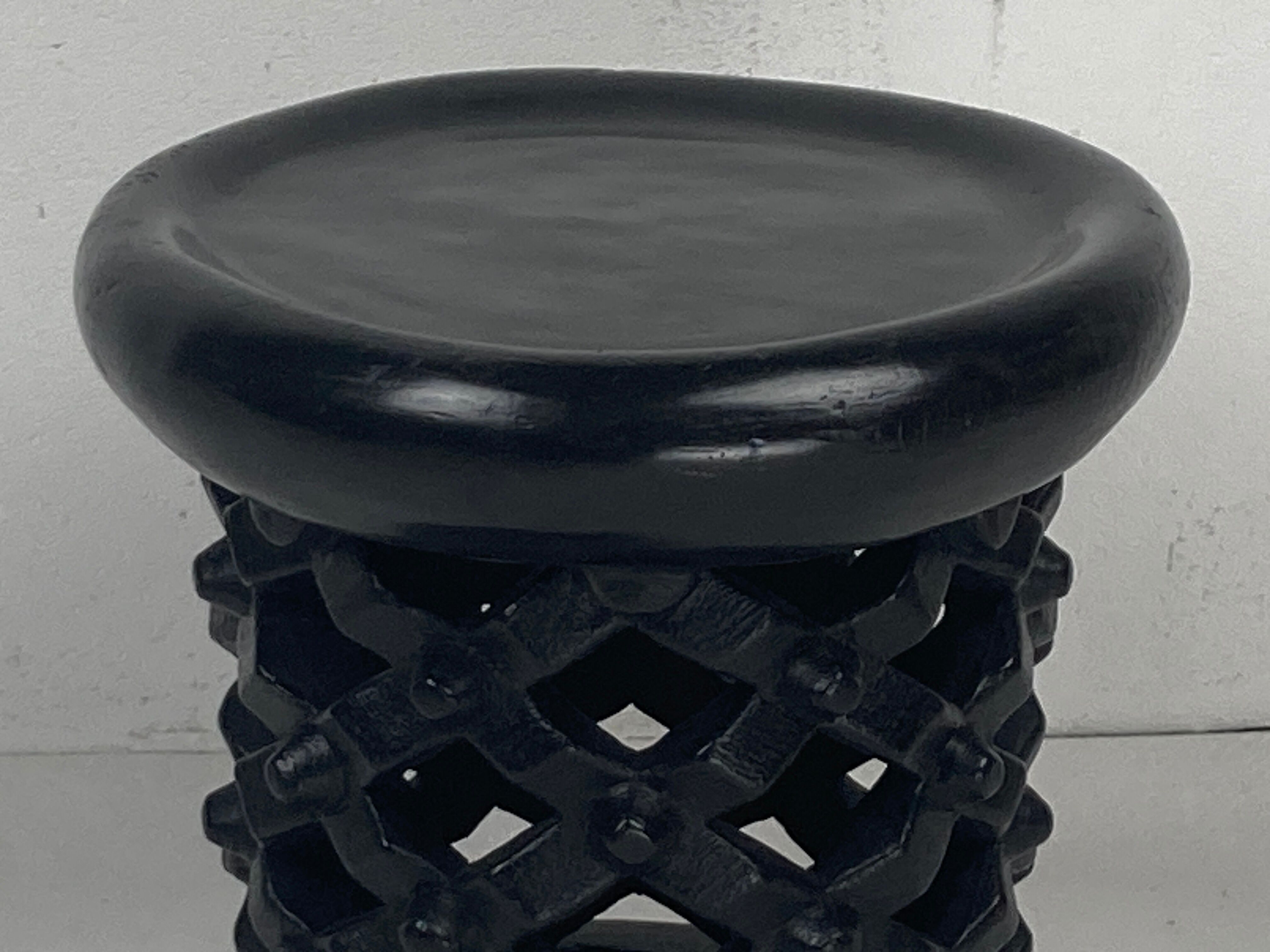 African ebonised Bamileke low stool, Cameroon, 1970s
