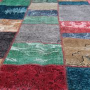 Bold patchwork area rug handwoven oriental wool carpet- 200x300cm