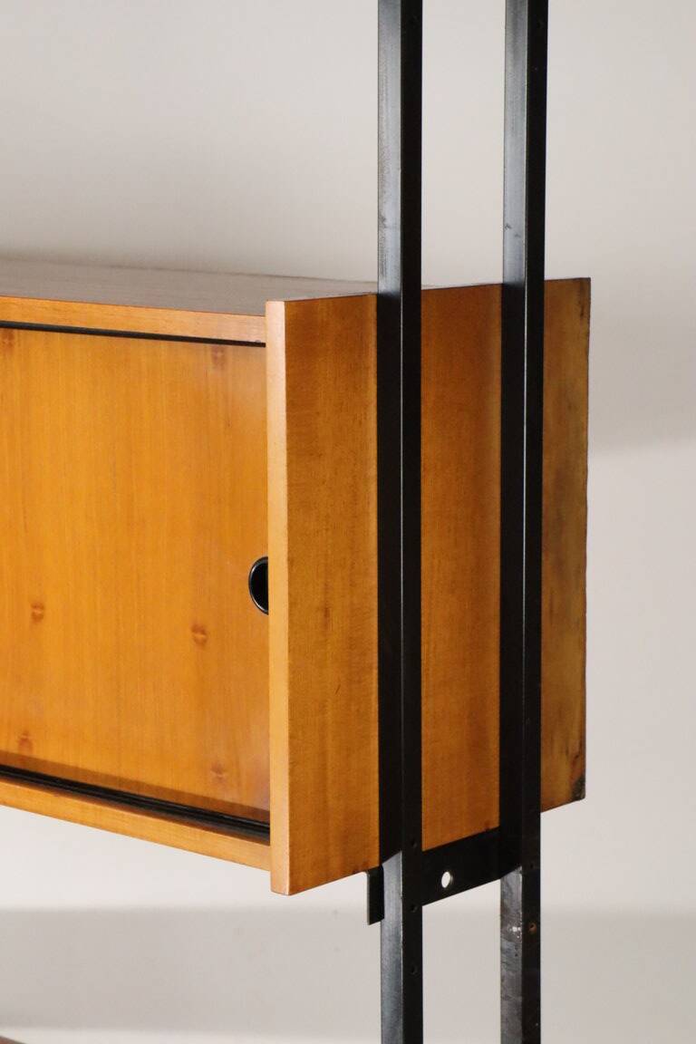 Vintage desk with modular bookcase in wood and metal, 1960