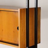 Vintage desk with modular bookcase in wood and metal, 1960