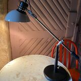 Aluminor desk lamp in white and black lacquered metal, 1960.