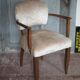 Pair of bridge chairs in wood and powder pink satin-effect fabric, Art Deco style