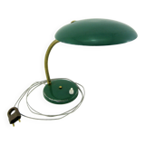 Lampe de bureau UFO en métal laqué vert et laiton
