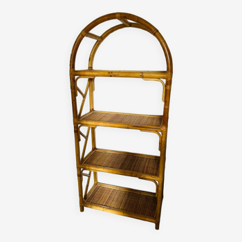 Vintage bamboo rattan shelf bookcase