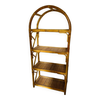 Vintage bamboo rattan shelf bookcase