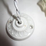 Suspension ancienne opaline clichy paille et blanc