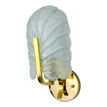 "Leaf" wall lamp by Lyfa, frosted Murano glass, Germany, 1970
