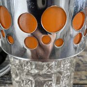 Set of vintage electric chiseled glass lamps