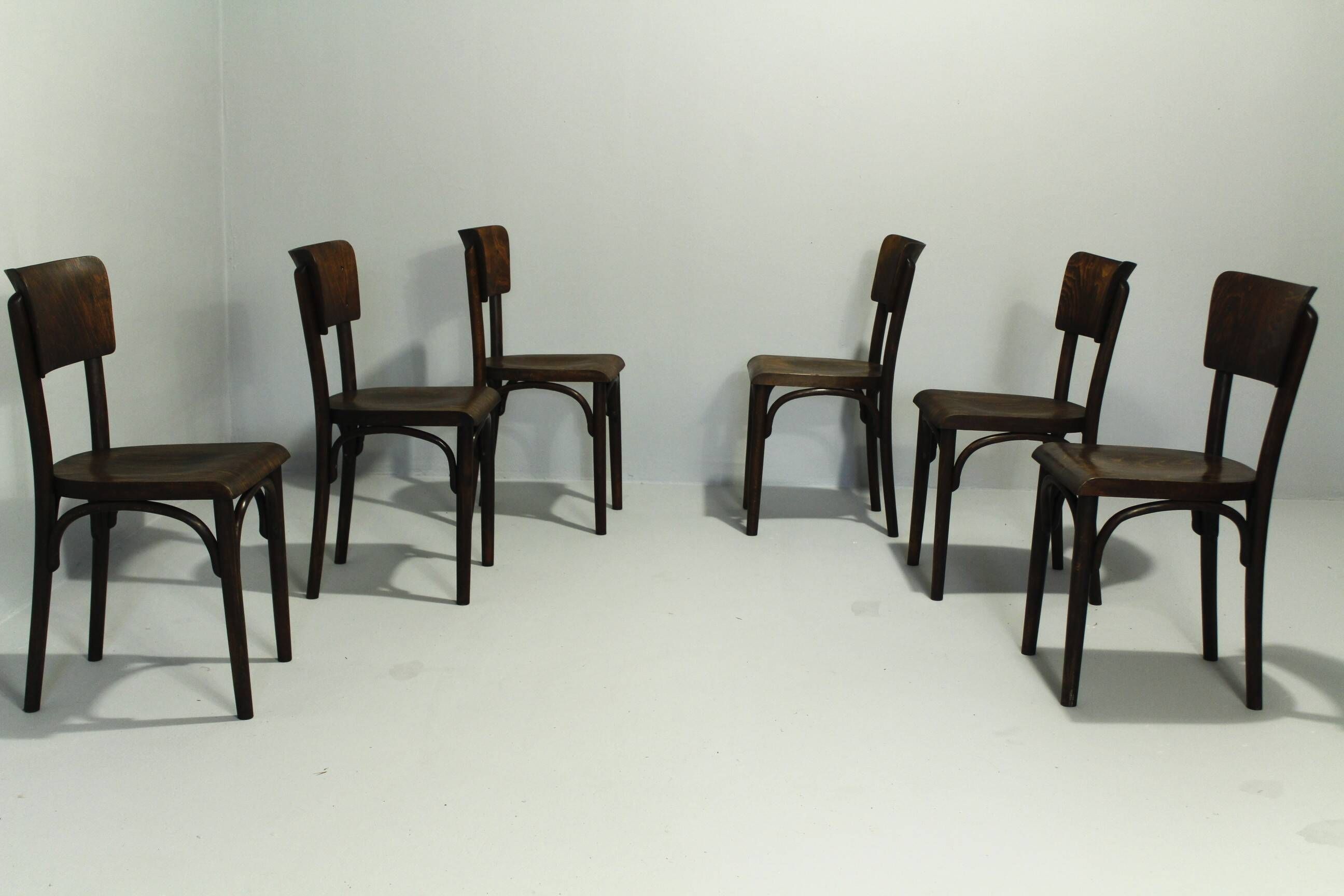 Pub Chairs from Thonet H-48, 1930s, Set of 6