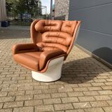 Joe Colombo Elda chair Longhi, Cognac leather in new condition!