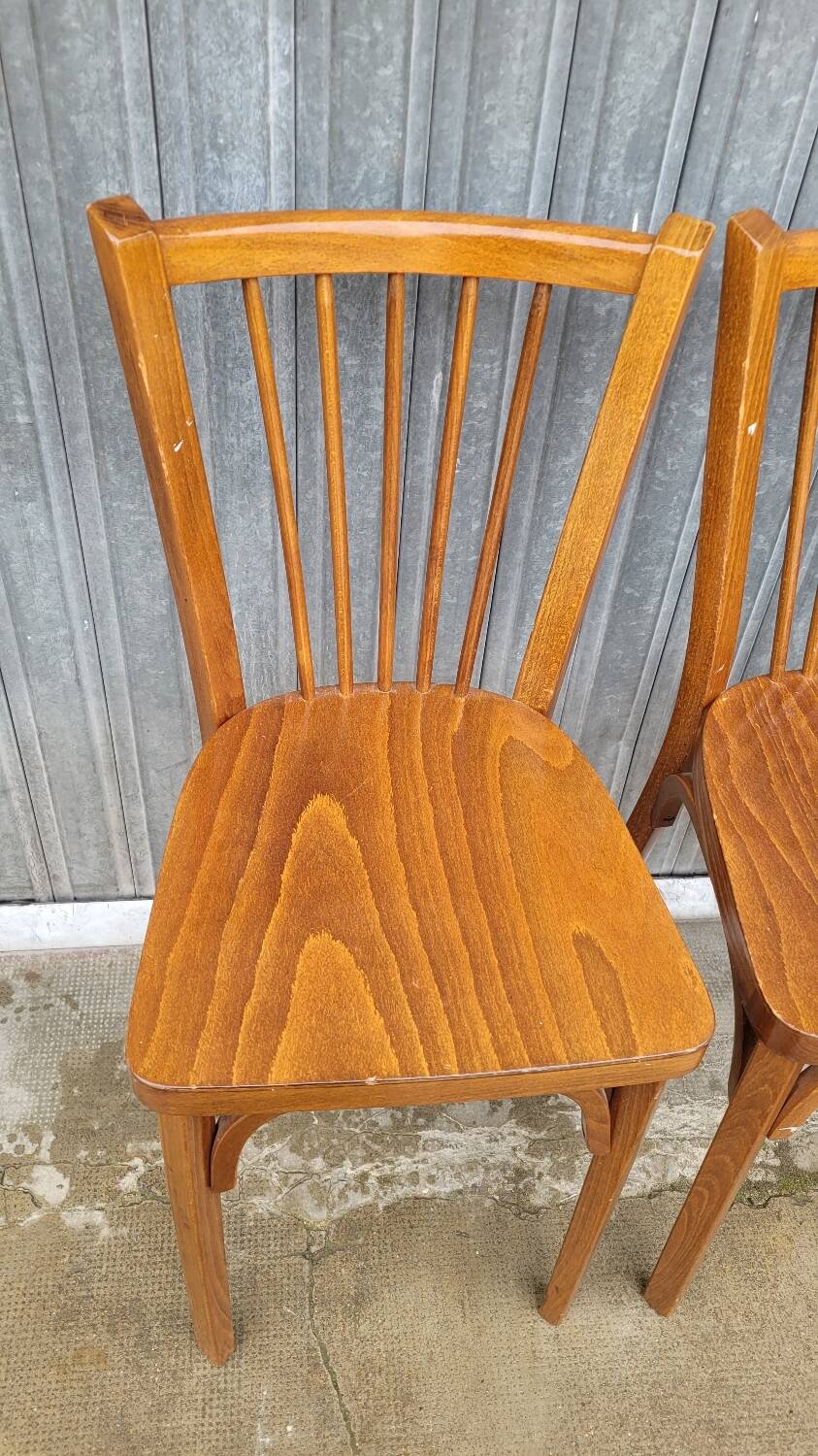 Set of 5 antique signed Baumann bistro chairs
