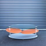 Antoine Motard designer swivel tempered glass coffee table
