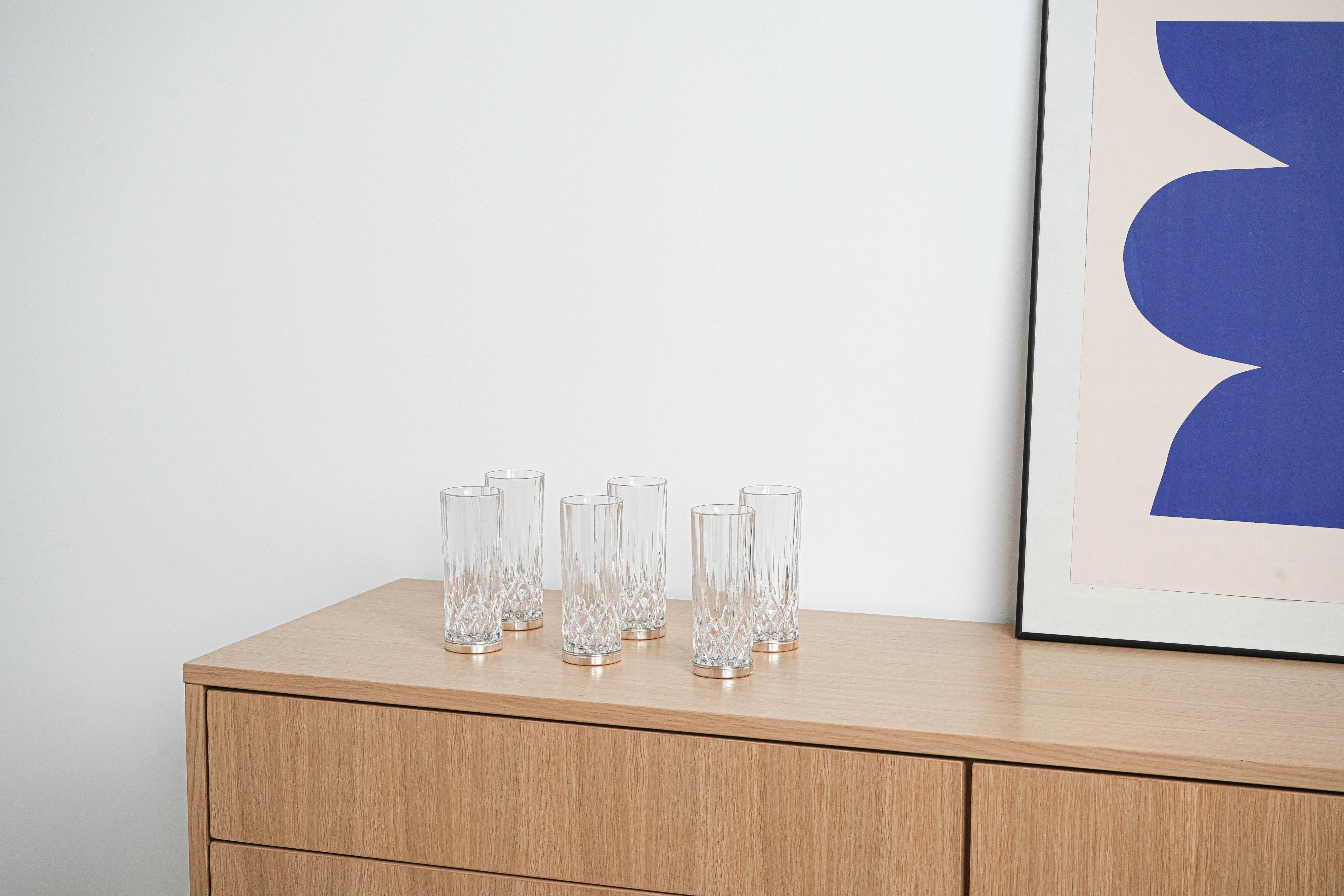 Set of crystal glasses, Italian design, 1960s, production: Italy