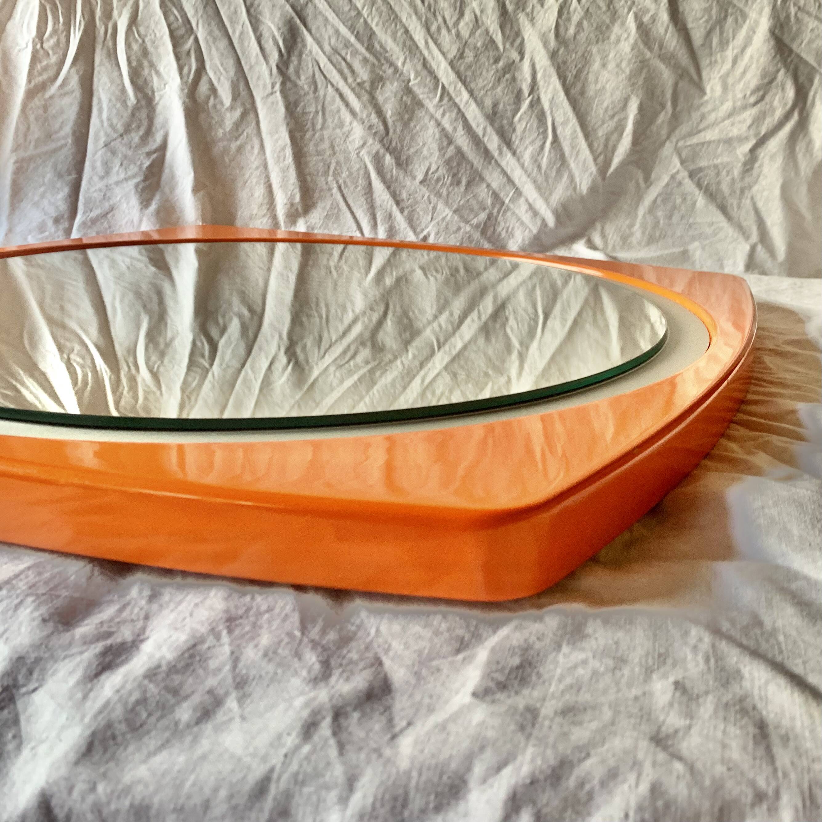 Space Age mirror in orange plastic Thema - made in Italy - 60 cm