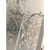 Pair of Contemporary Hammered Strips ”Listelli” Murano Glass Chromed Wall Sconces by Simoeng
