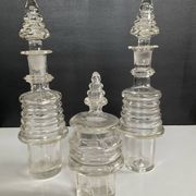 Set of 3 Art Deco crystal bottles