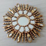 Golden wood sun mirror