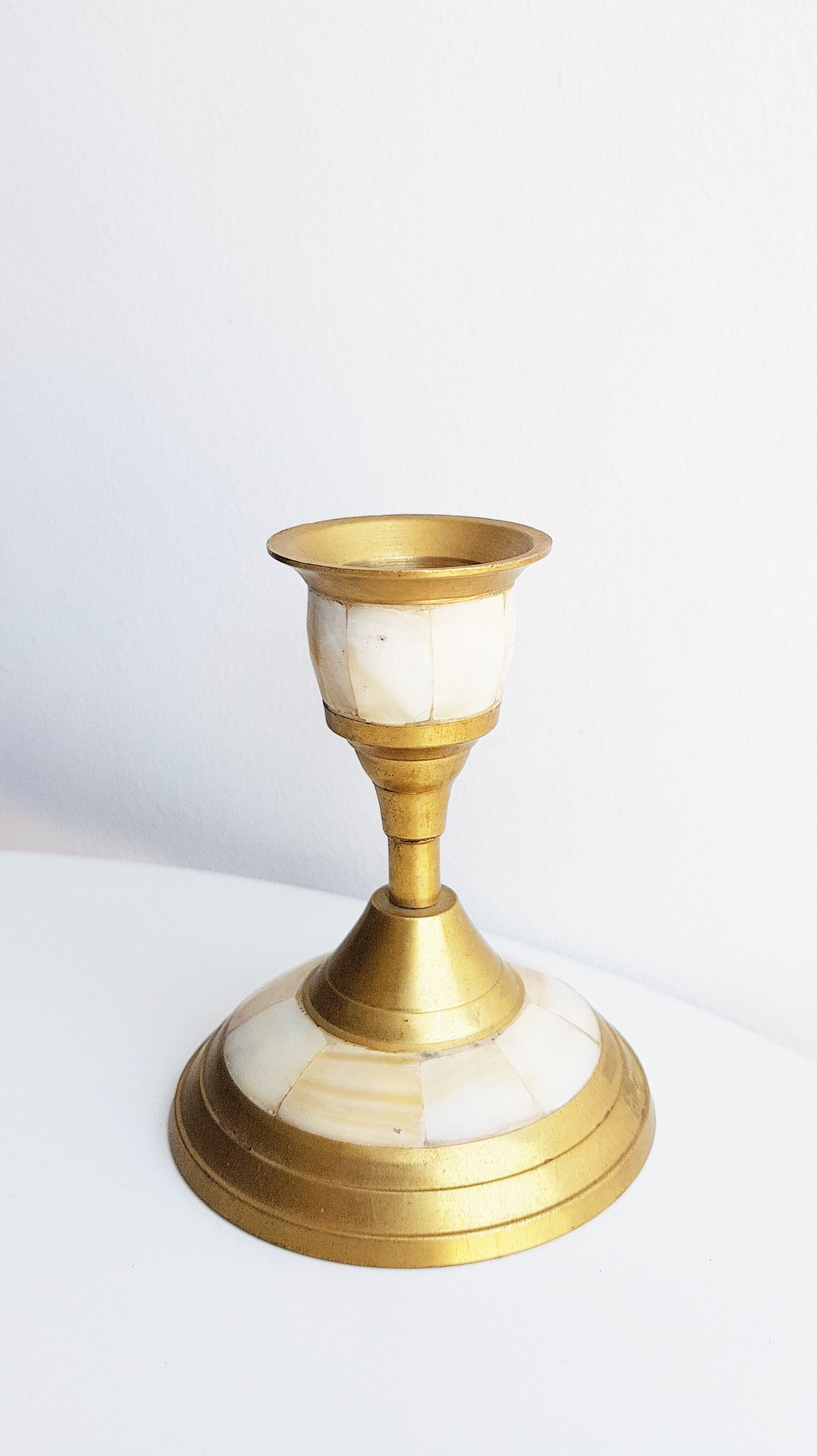 Brass and mother-of-pearl bougeoir