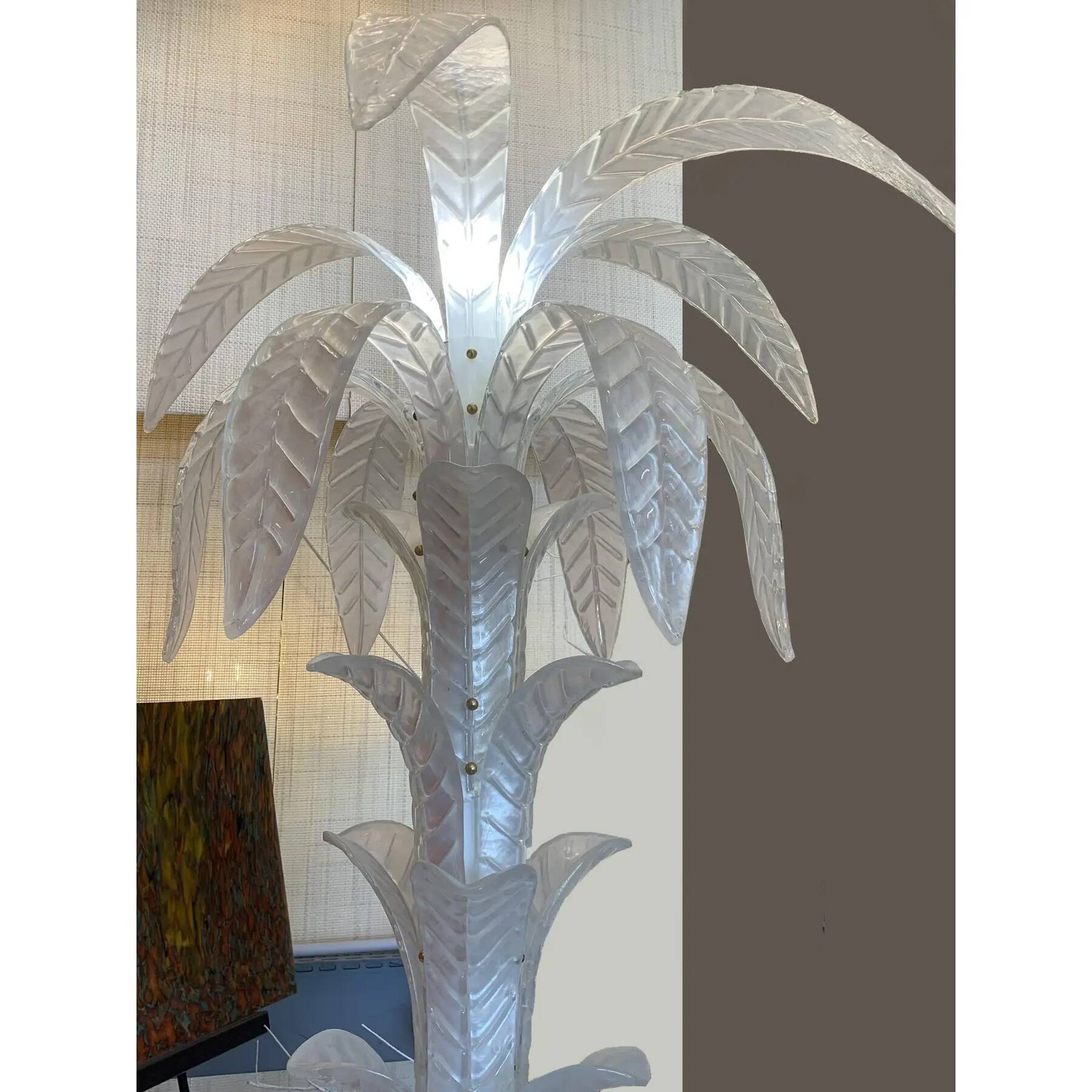 Vintage Opalino Palm Tree Murano Glass Floor Lamp, in the Style of Napoleon