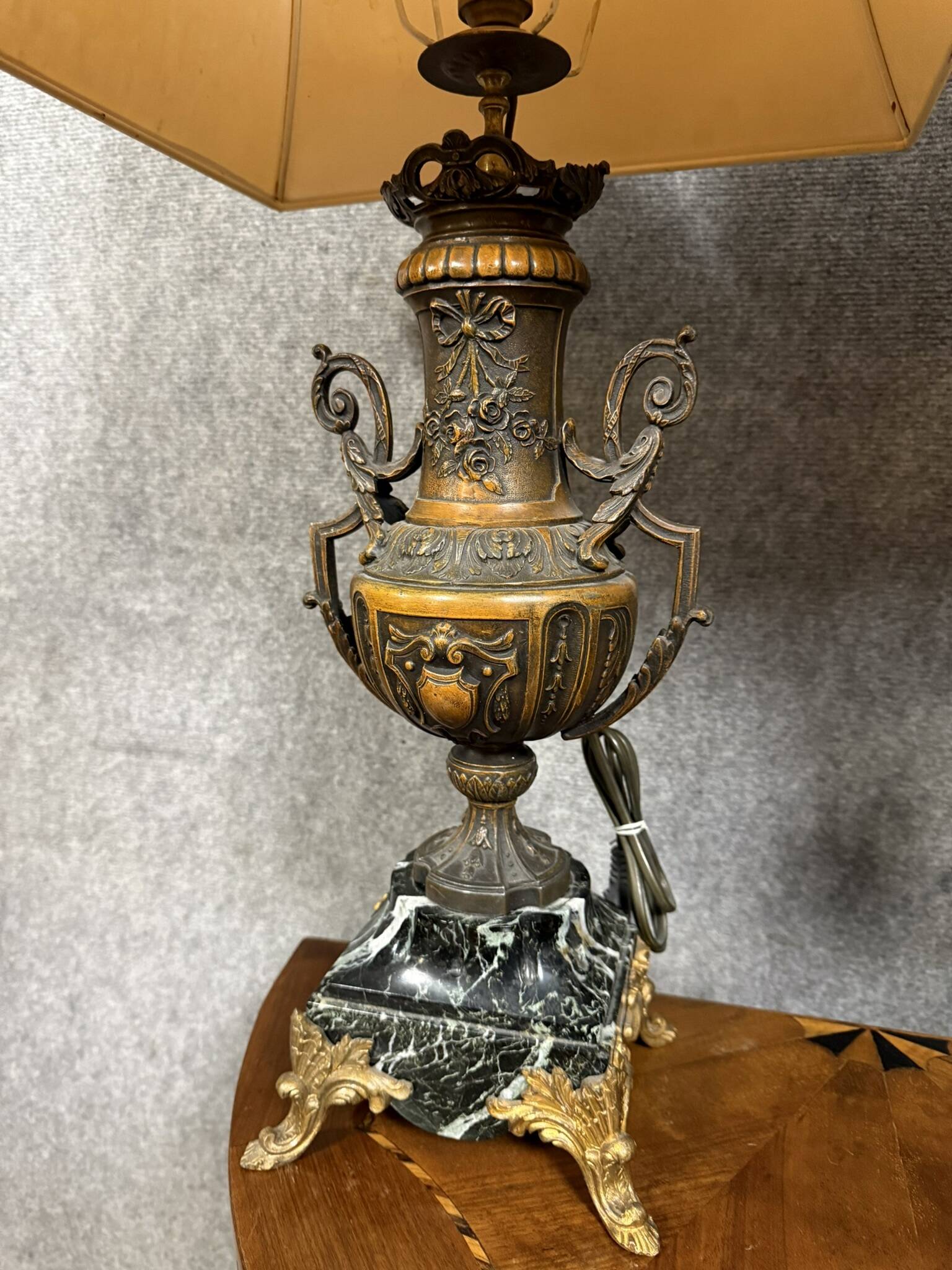 Pair of Napoleon III period lamps in patinated spelter, circa 1880