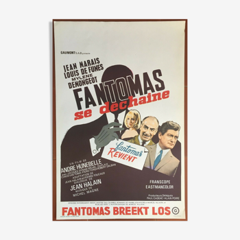 Movie poster "Fantomas goes wild" Louis de Funes 37x55cm 1965