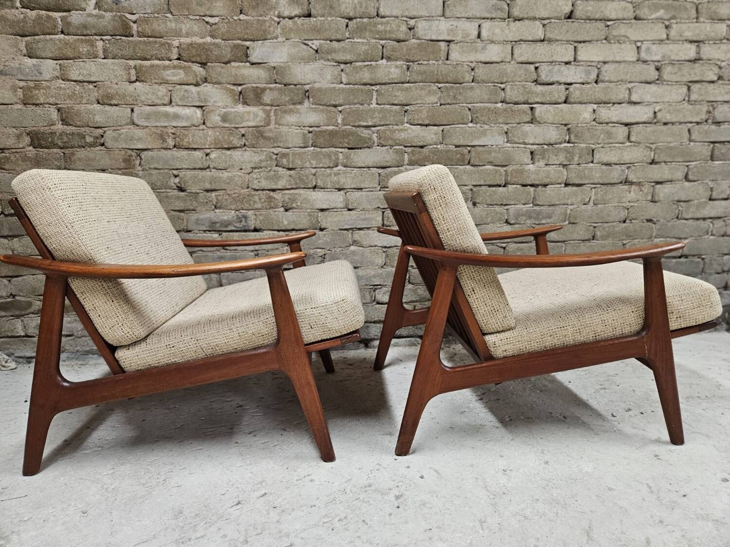 Pair of Scandinavian Danish teak armchairs 1960