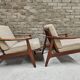 Pair of Scandinavian Danish teak armchairs 1960