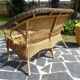 Vintage rattan lounge: one bench, two armchairs