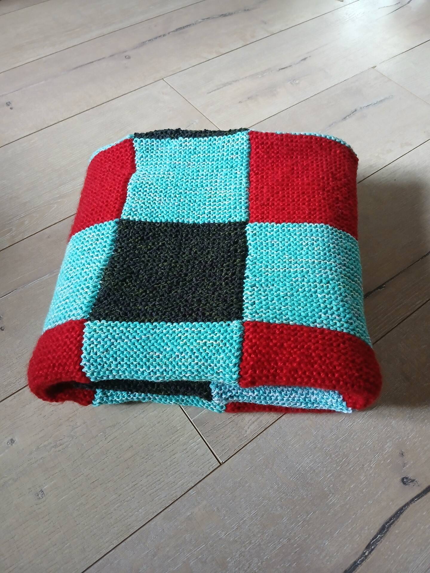 3 patchwork blankets knitted by hand