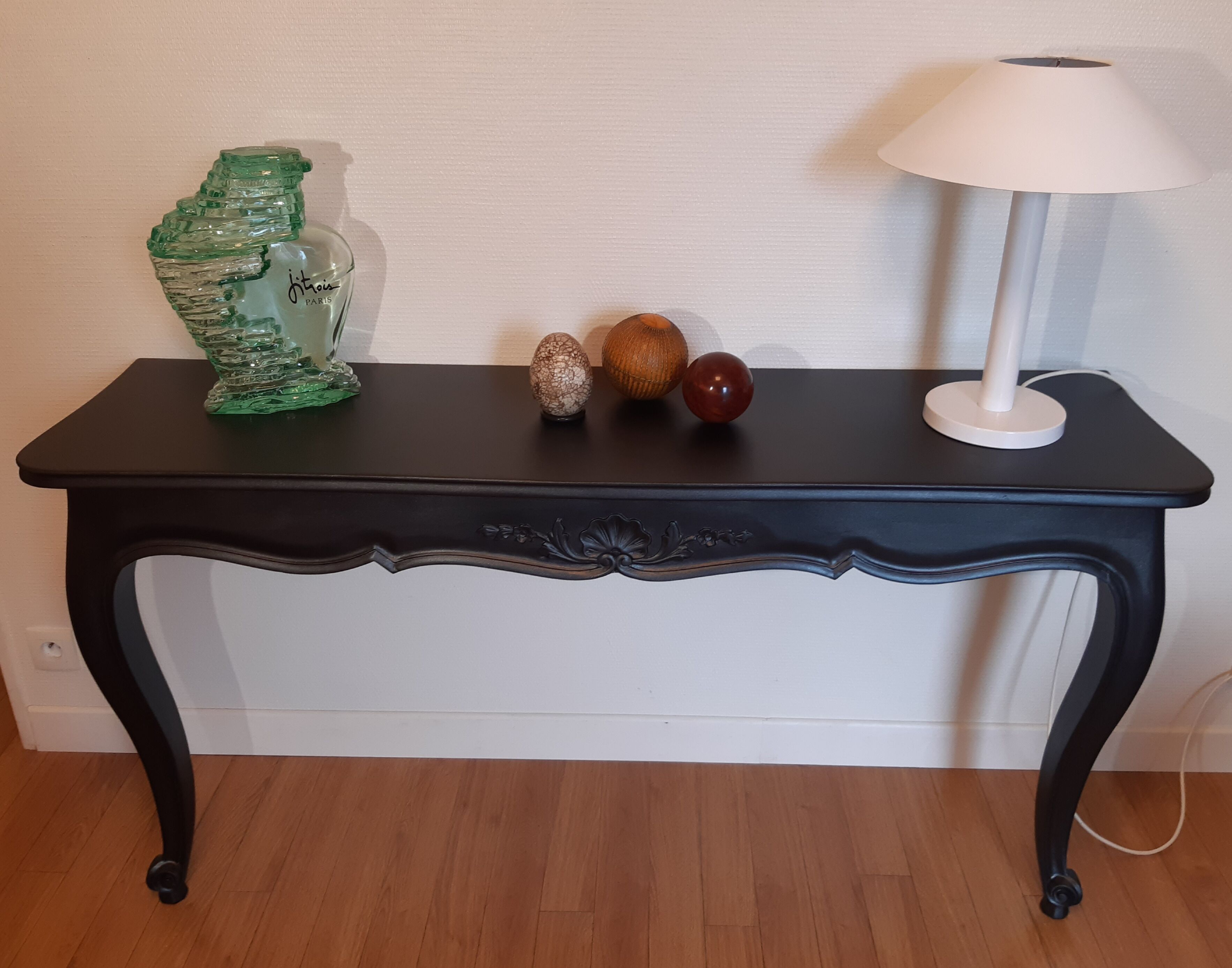 Louis XV-style black wall console