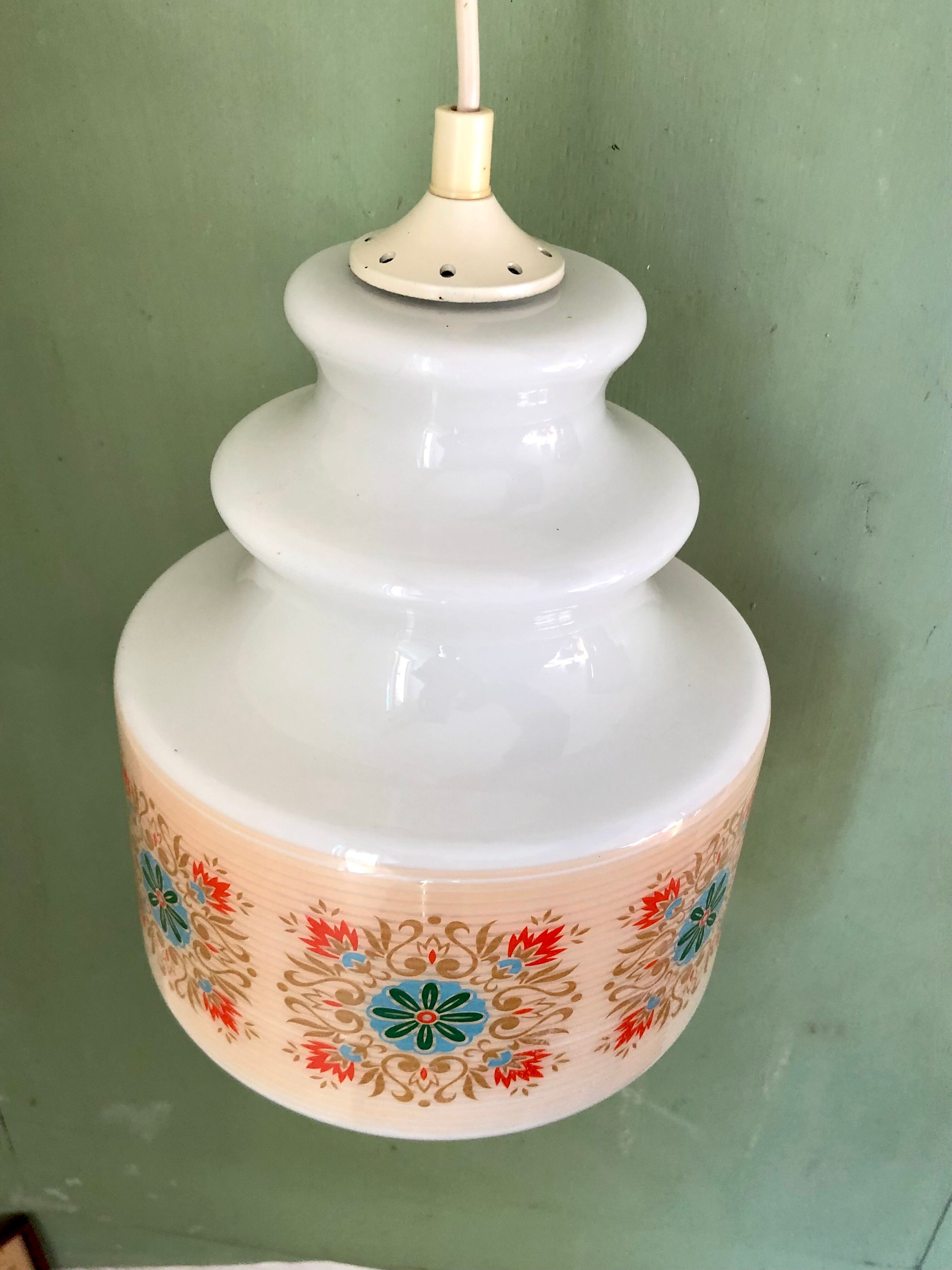 Vintage opaline pendant light