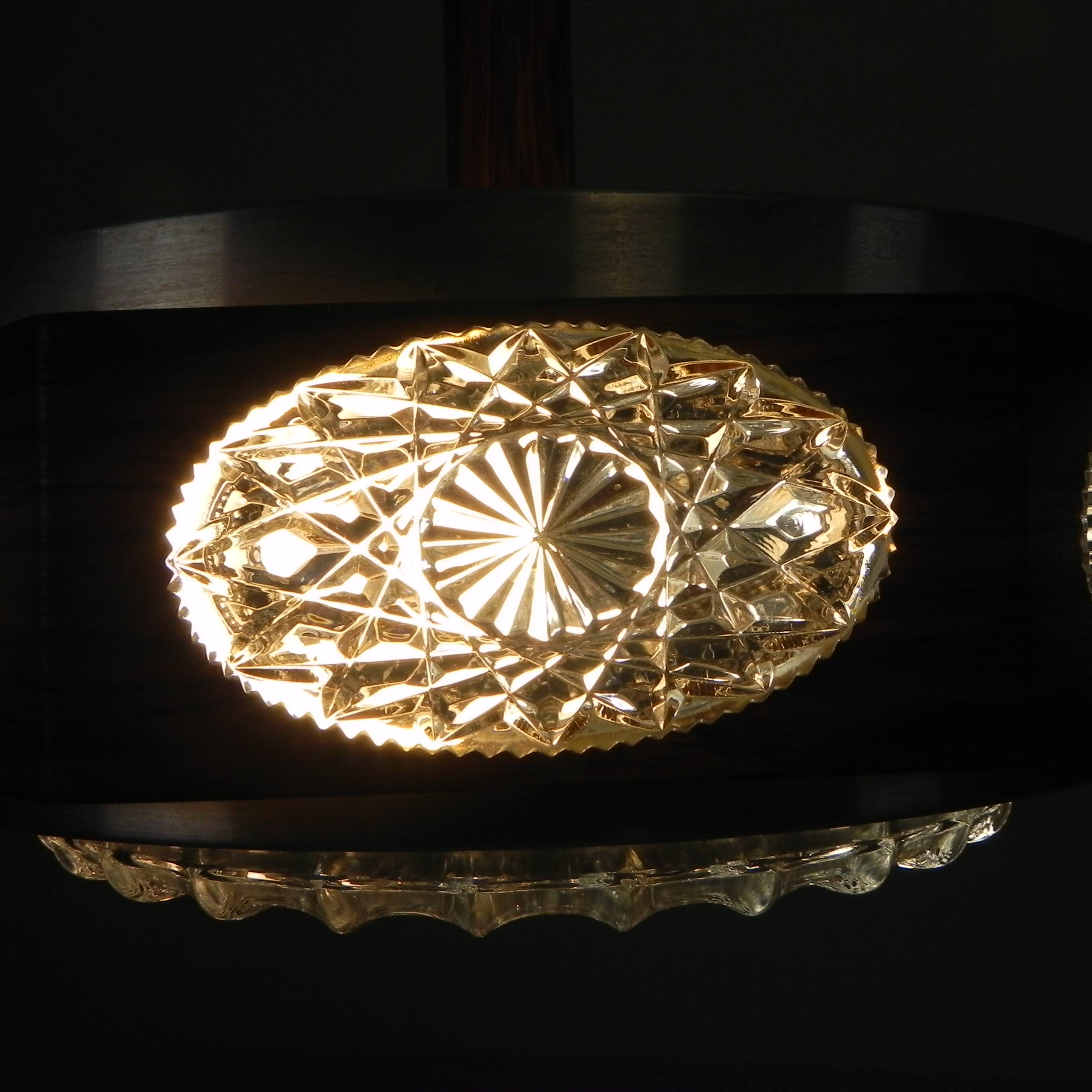 Vintage Lakro pendant light with 9 oval glass panels and 1 round glass panel, 1970s