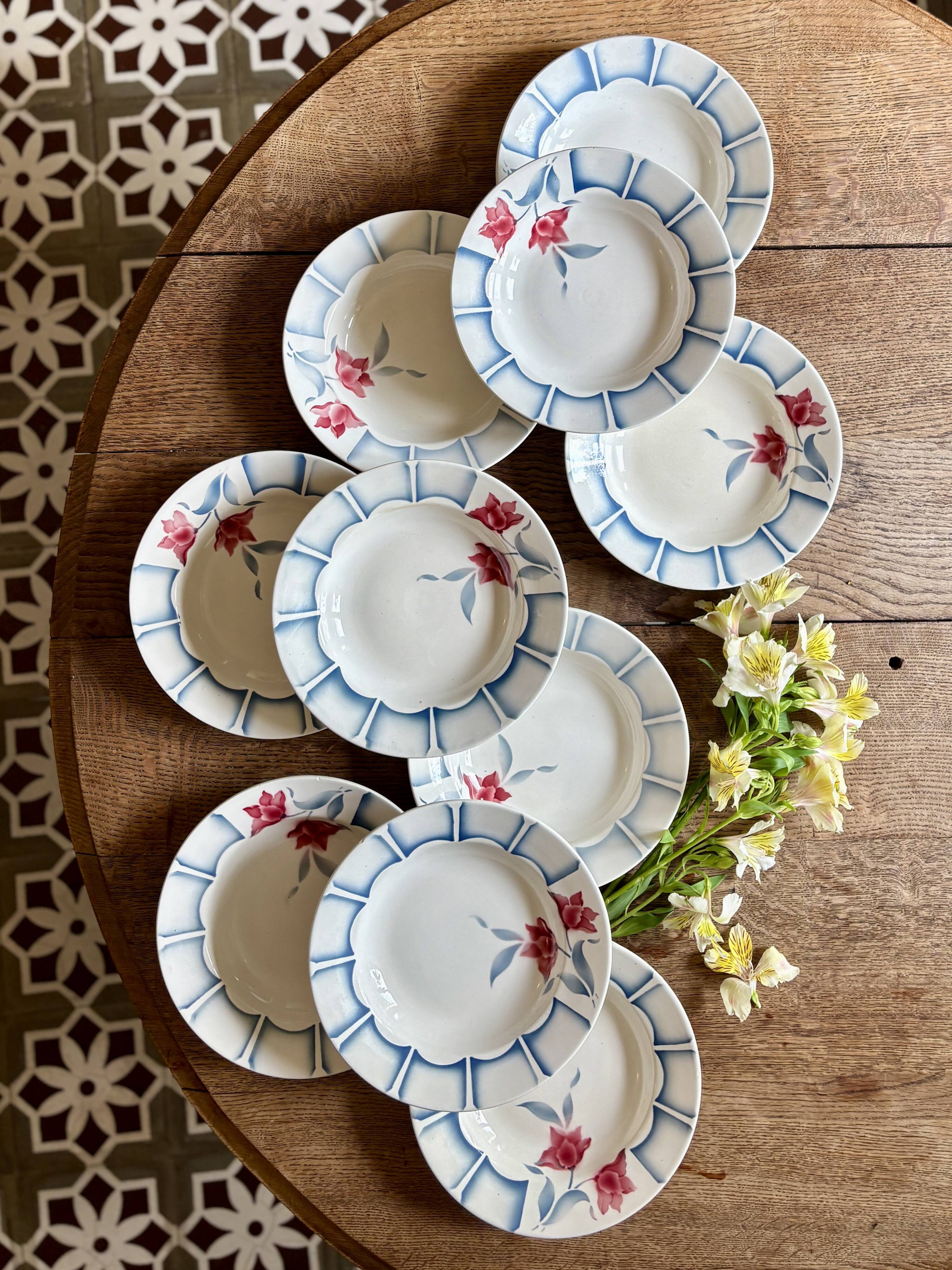 Set of 10 vintage deep plates from Digoin.