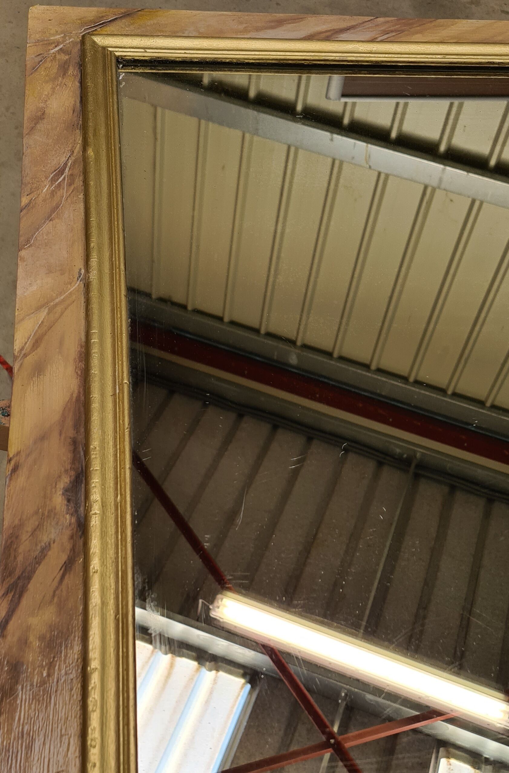 Mirror wood faux marble, 134x80 mercury glass