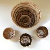 Set bowl and cups in land mixed Ancel pottery.
