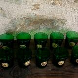 10 verres à whisky en verres vert et médaillon les rois de France byrrh dubonnet et thuir vintage