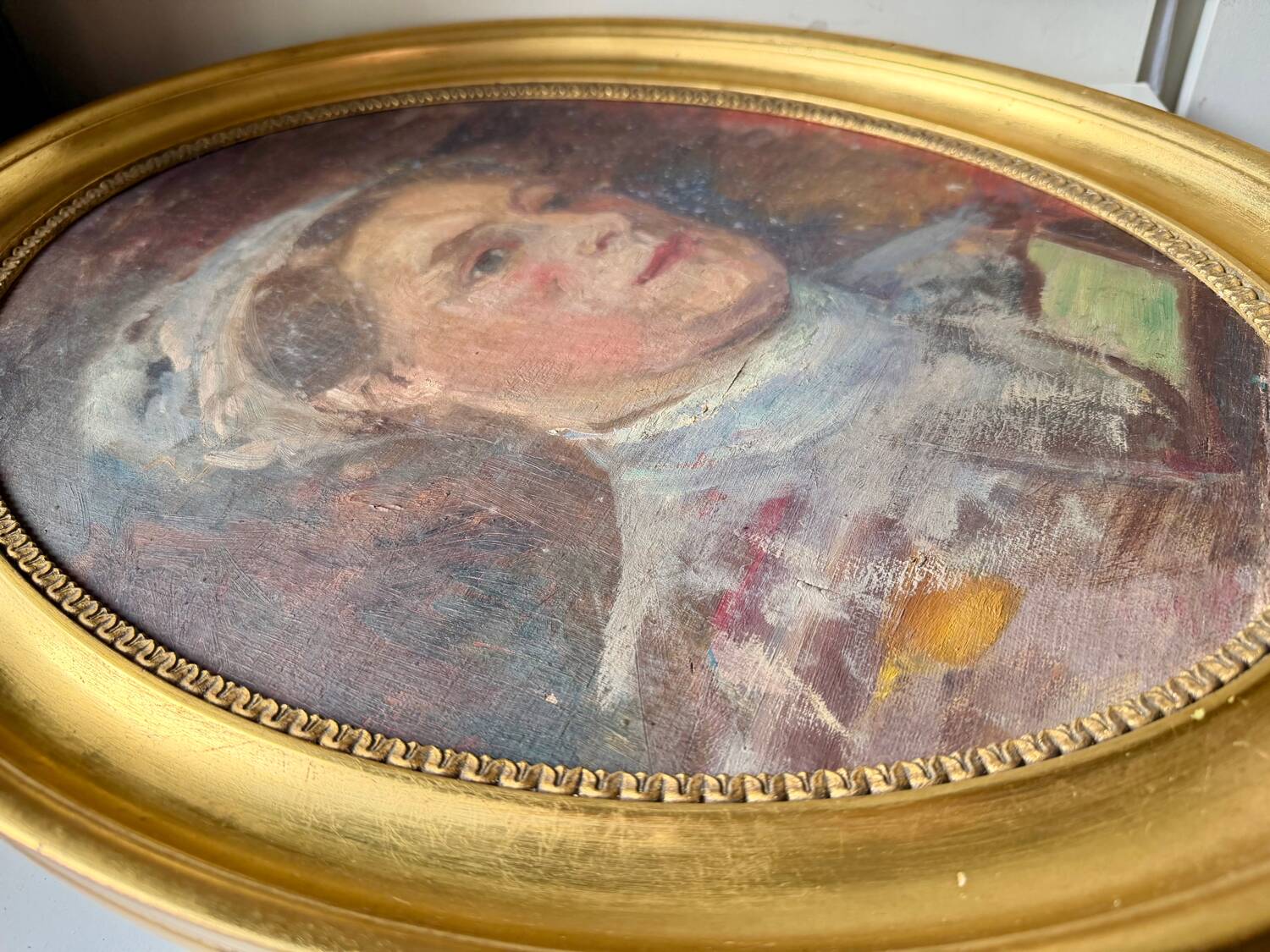 Antique Portrait Oil Painting With Wooden gilded frame 58cm x 45cm