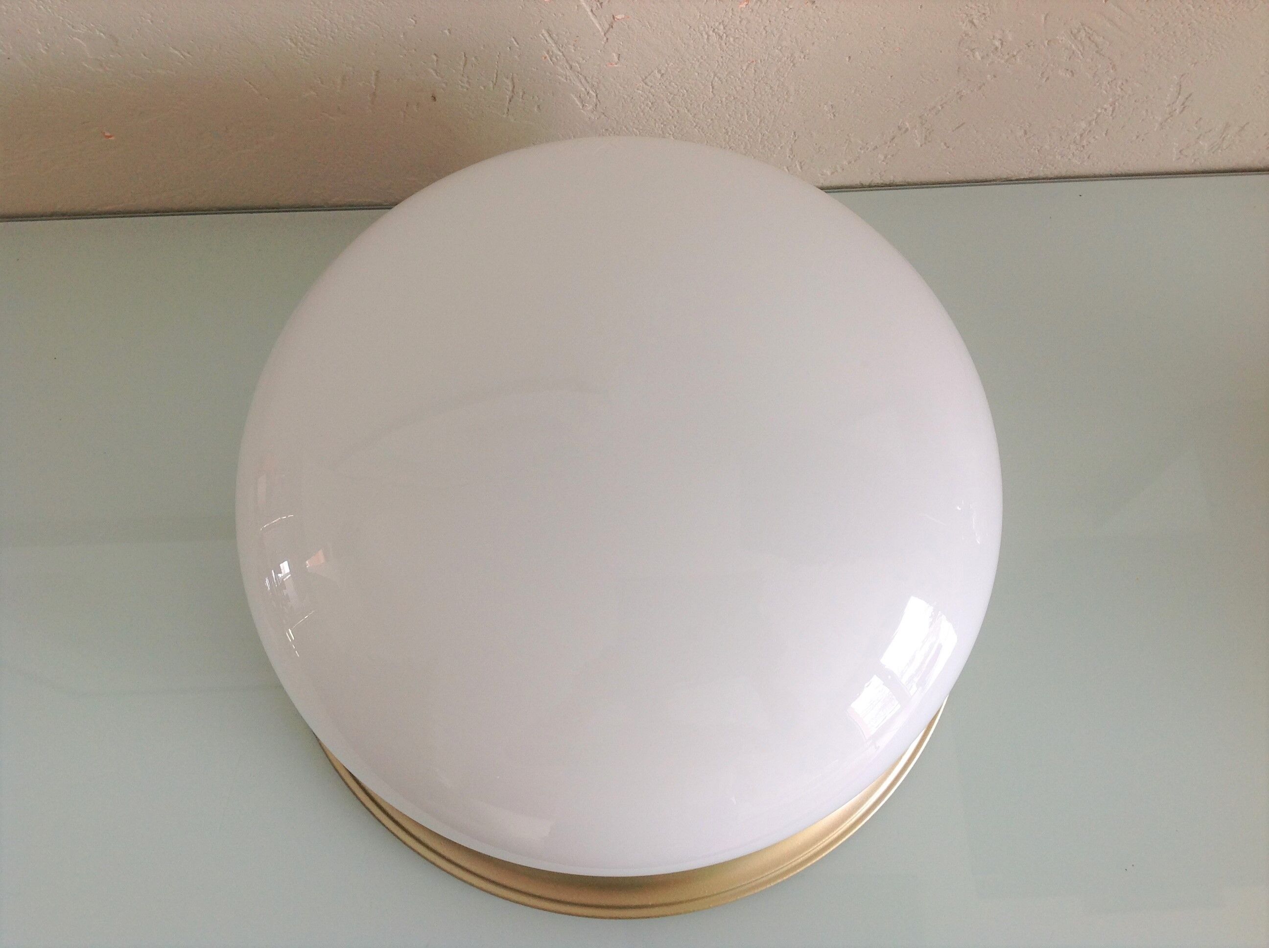 Ceiling lamp globe in white opaline and gold metal art deco style