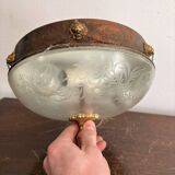 Neo-Classical Ceiling Light Frosted Glass Empire Directoire Lion Head