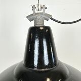 Industrial Black Enamel Factory Lamp with Cast Iron Top, 1960s