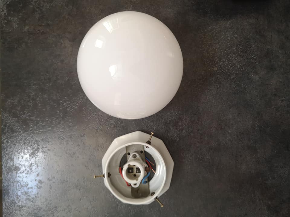 Ceiling lamp old opal globe white porcelain Ø 15cm Art Deco 1930 SMALL MODEL TBE