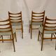 Set of 4 Scandinavian chairs year 50-60 restored anti-stain fabric gray cloud.