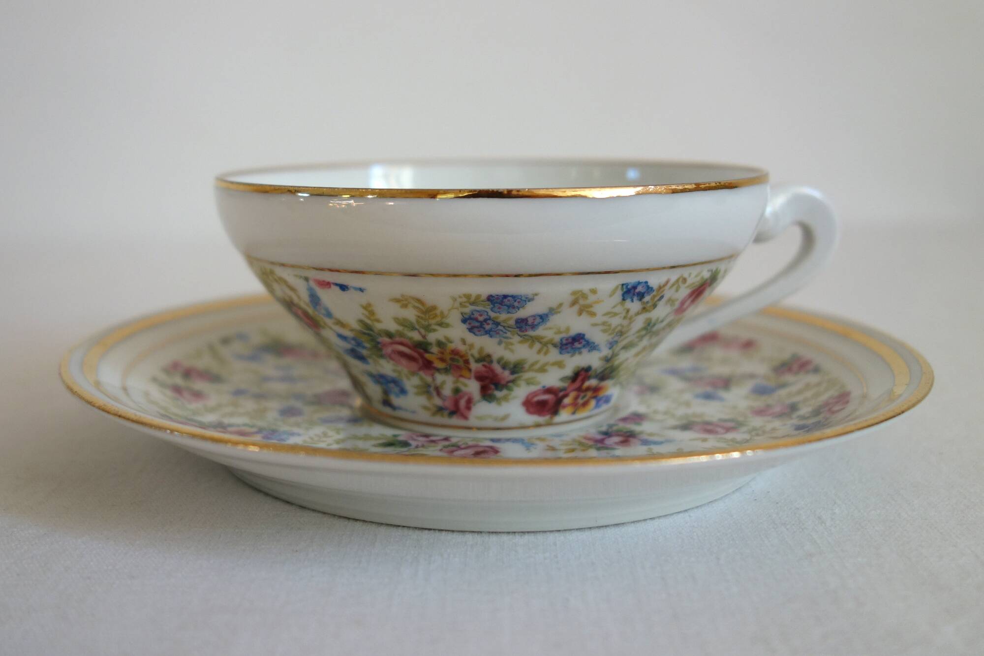 6 old Limoges porcelain tea cups PF France