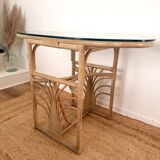 Small oval dining table in rattan "Double Gerbe" – Duo Rivie format