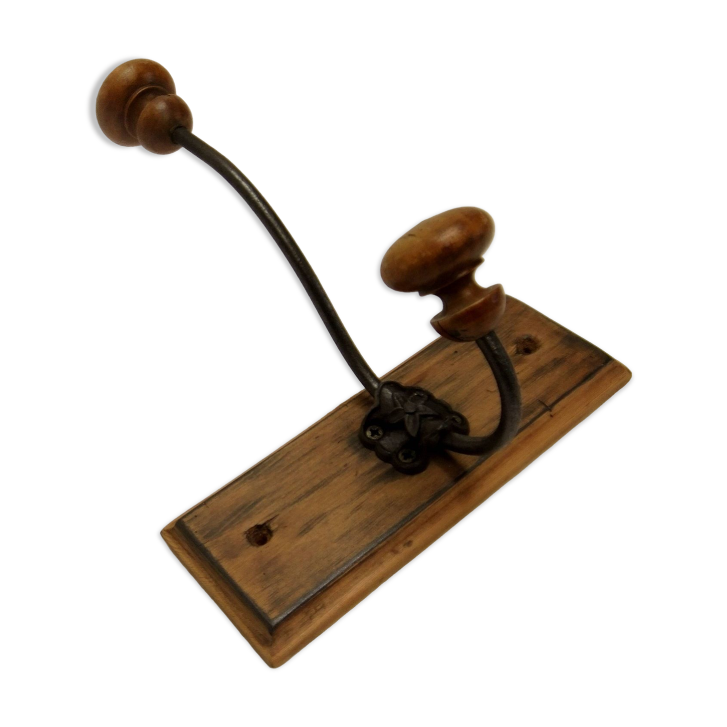 Wall coat rack hook wrought iron wood