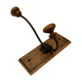 Wall coat rack hook wrought iron wood