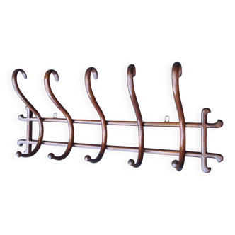 Porte-manteaux mural par Thonet ,1890 , 5 patéres, façon " Chêne "